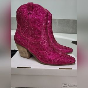 Altar'd State Harlow Hot Pink Rhinestone Studded Boots sz 10 NEW IN BOX